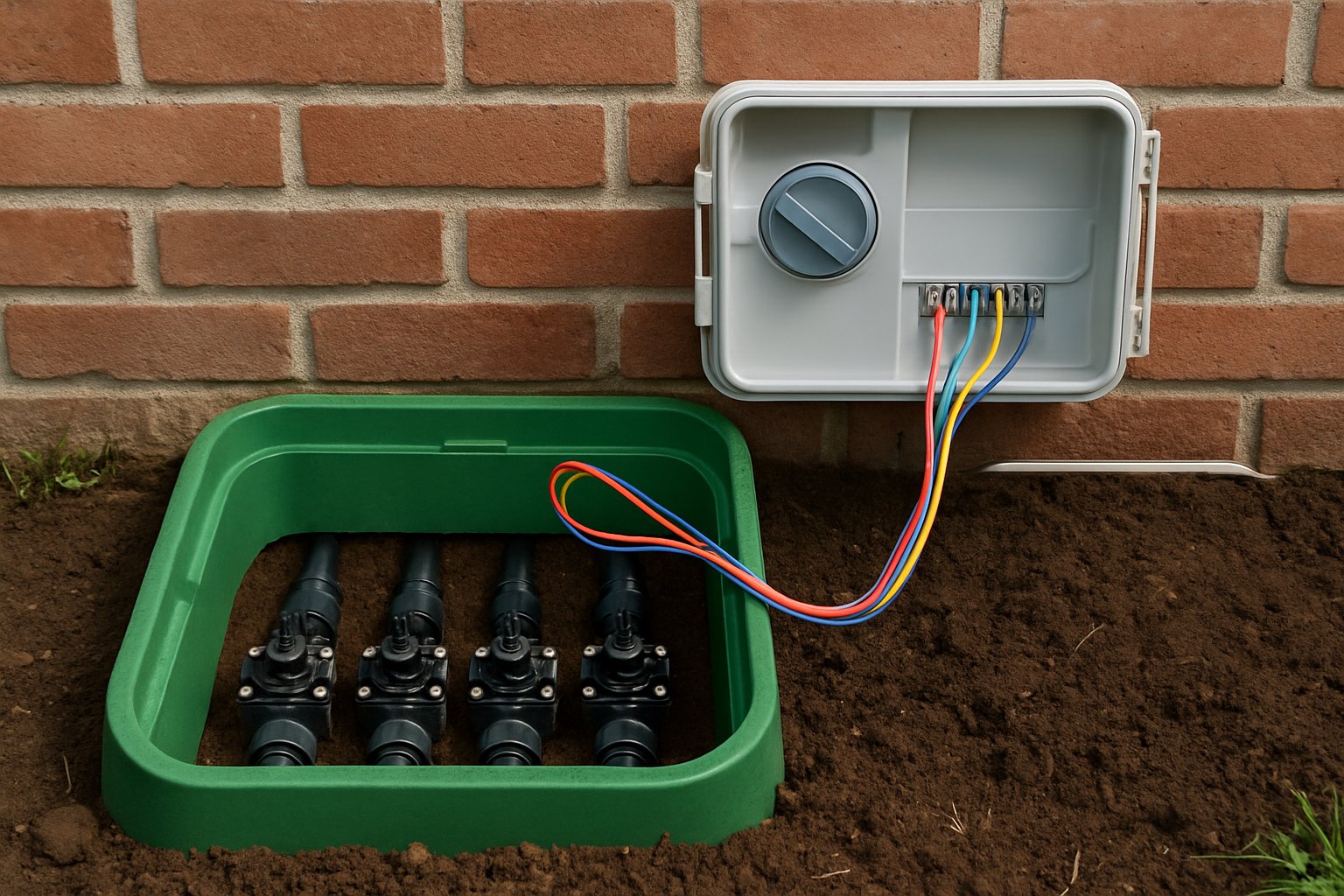 Organized irrigation valve manifold and outdoor sprinkler controller